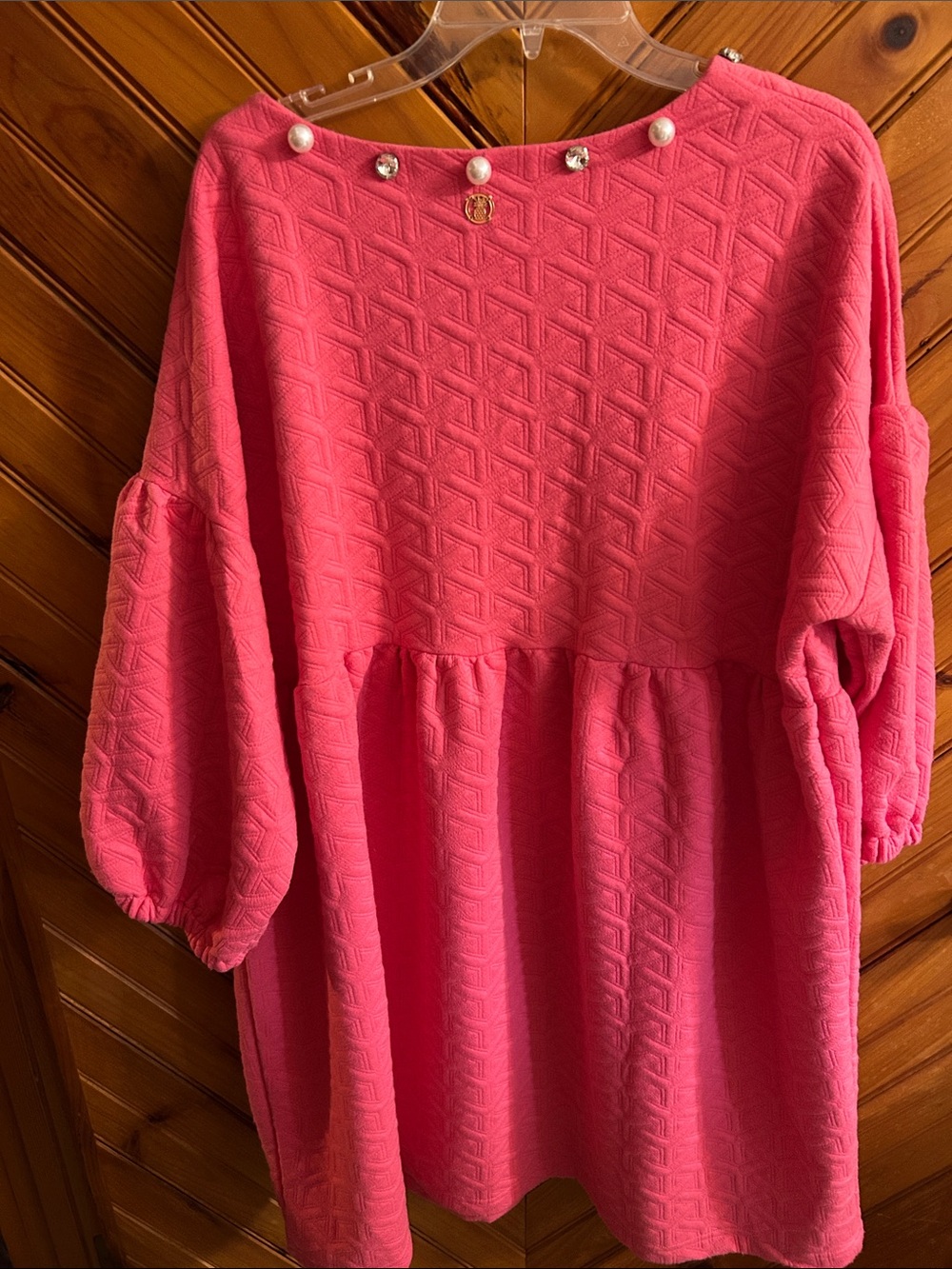 Simply Southern Coral Pink Textured Peasant Dress - Picture 6 of 6